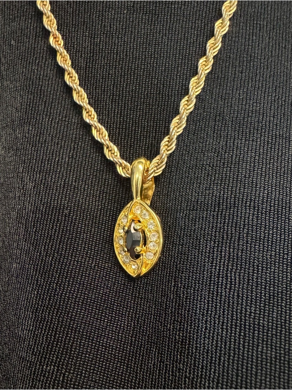 Pearl Enhancer Pendant w/ Simulated Blue Sapphire and Simulated diamonds Clip-On - Picture 4 of 5